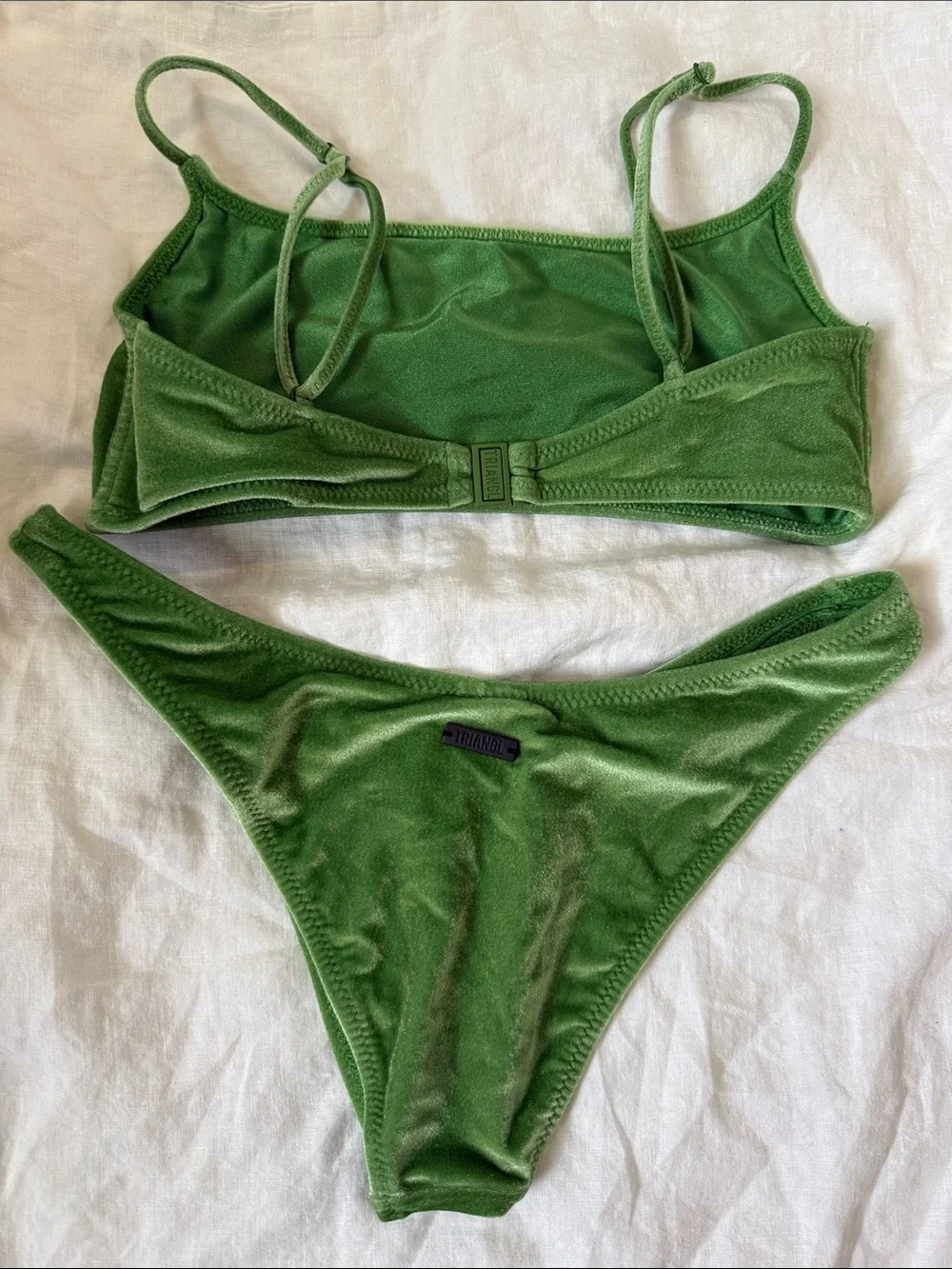 triangl swimwear Olive Green Velvet Bikini Set